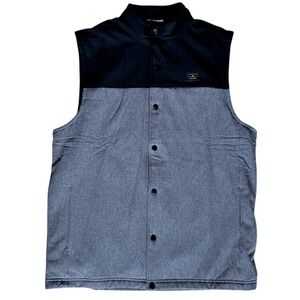 Travis Mathew Mens Large Black Gray Navigational Report Quilted Vest NWT Golf